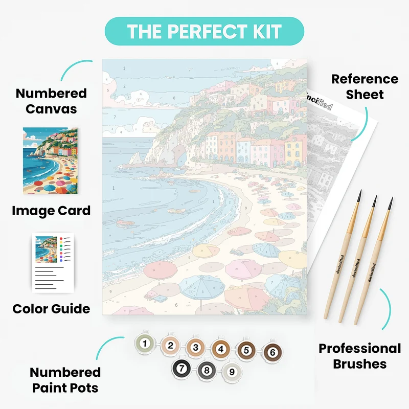 Amalfi Coast Beach - Paint by Numbers Kit