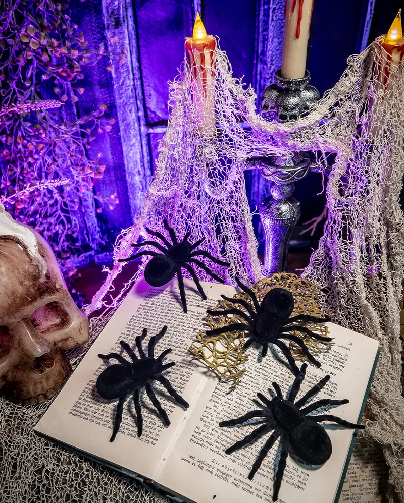 Haarige Halloween Spinnen 4 St.