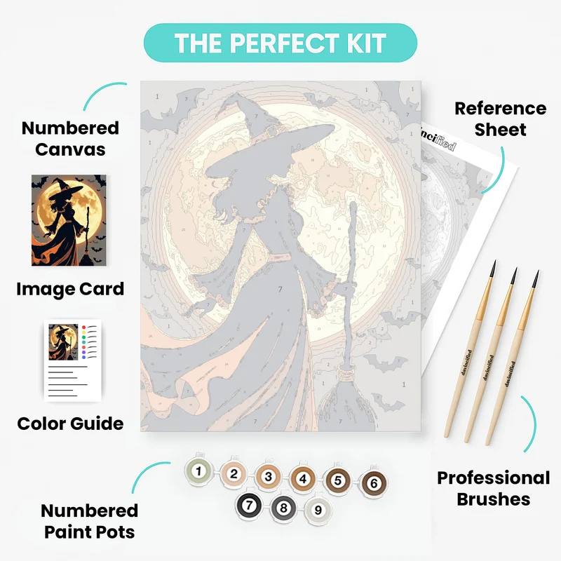 Witch Under the Full Moon - Paint by Numbers Kit