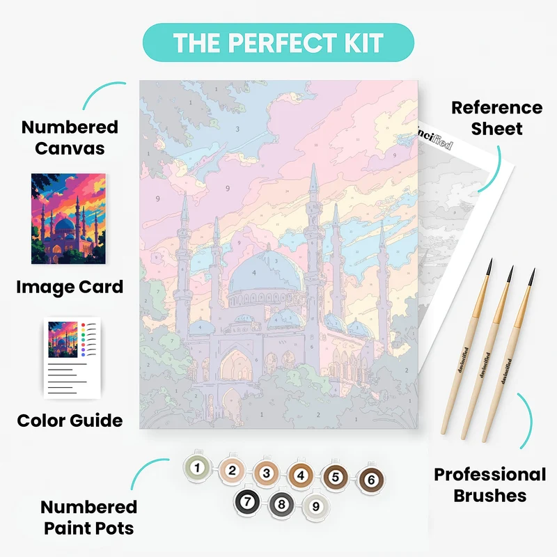 Mosque at Sunset - Paint by Numbers Kit