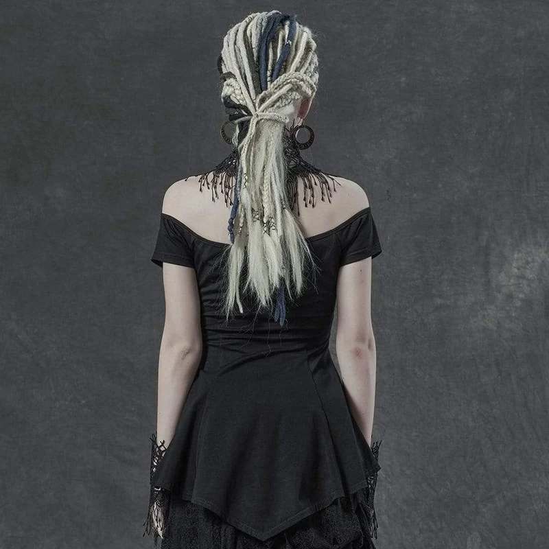 Damen Gothic Spider Lace Collar Blusen