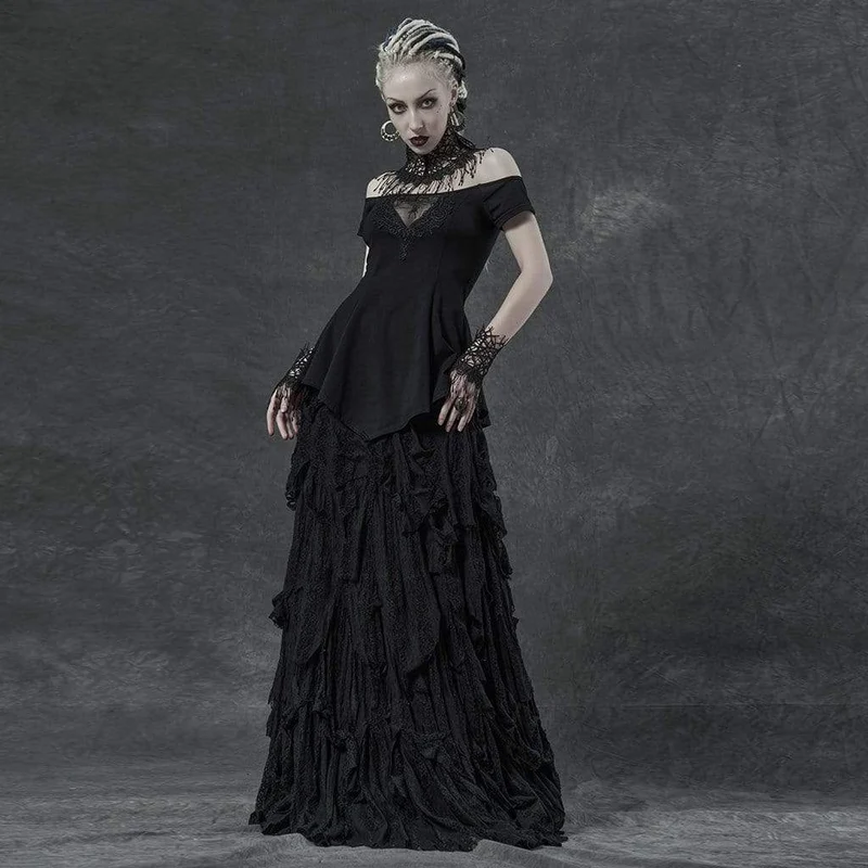 Damen Gothic Spider Lace Collar Blusen