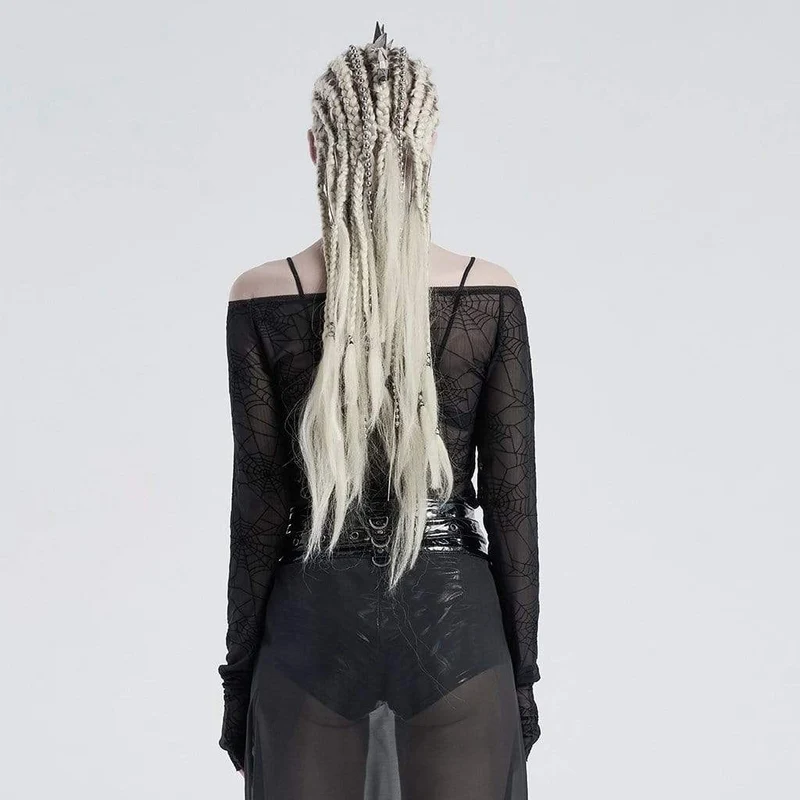 Gothic Off-Shoulder Spider Web Crop Tops für Damen