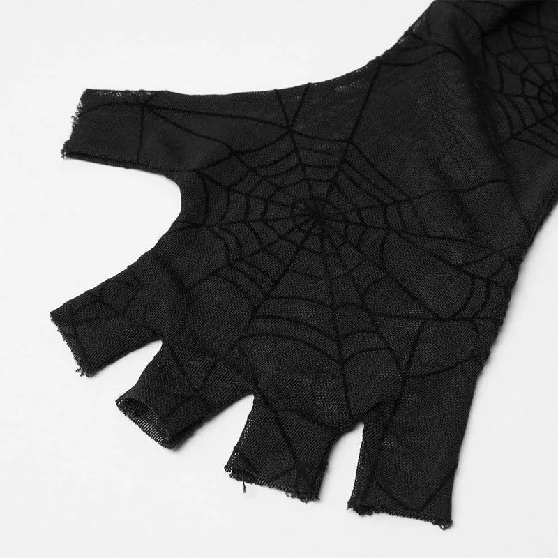 Gothic Off-Shoulder Spider Web Crop Tops für Damen