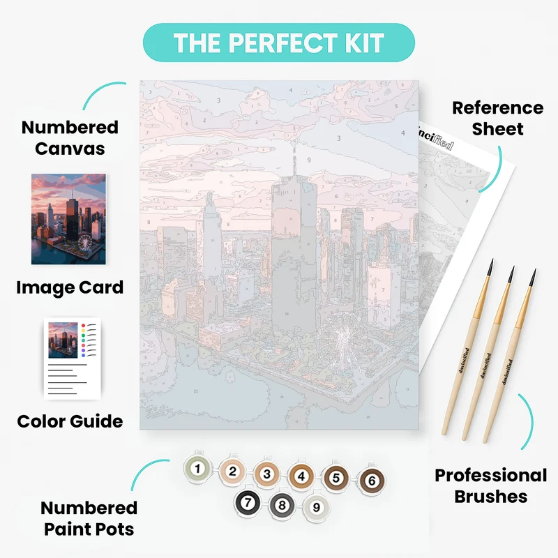 Chicago Aerial Waterfront Sunset - Paint by Numbers Kit