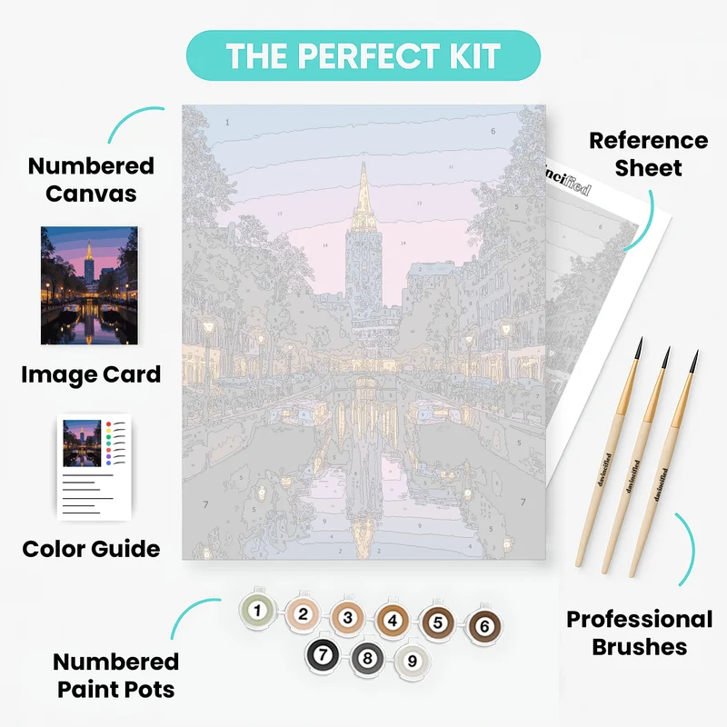 Amsterdam Canal at Twilight - Paint by Numbers Kit