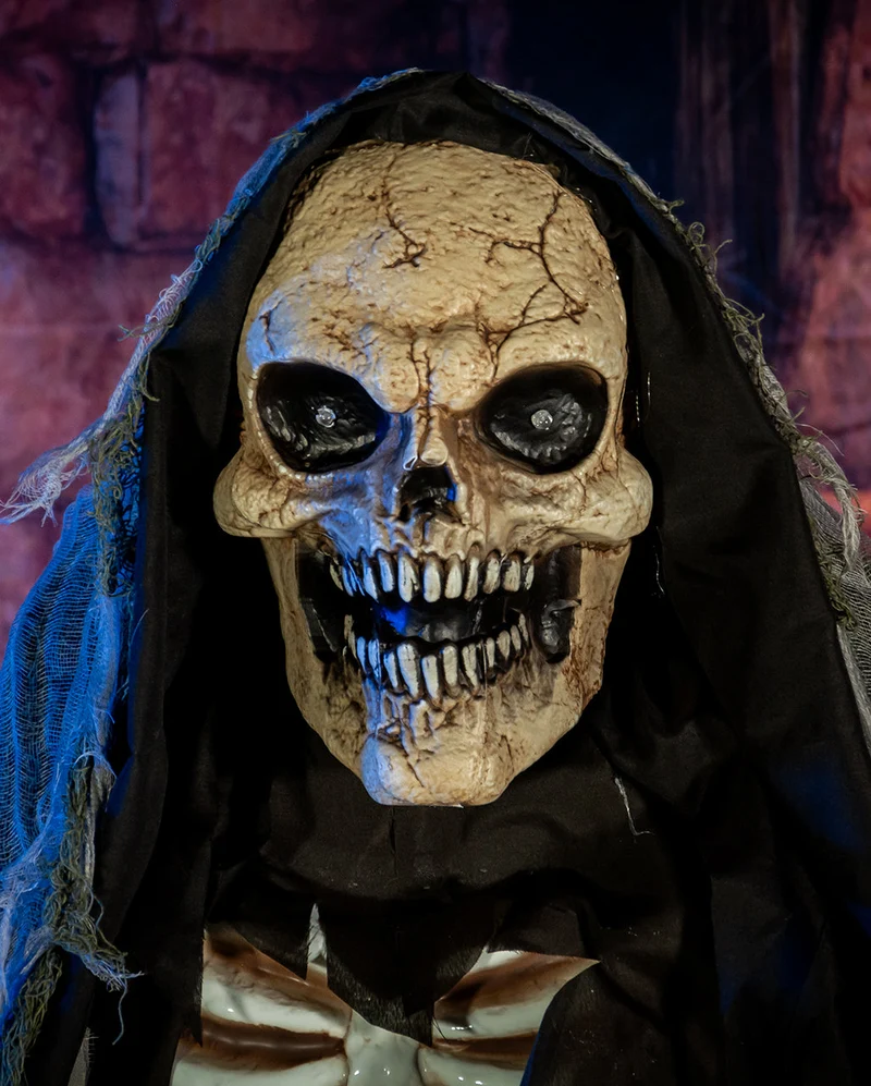 Animierter Mittelalter Reaper mit Laterne & Kette 170cm