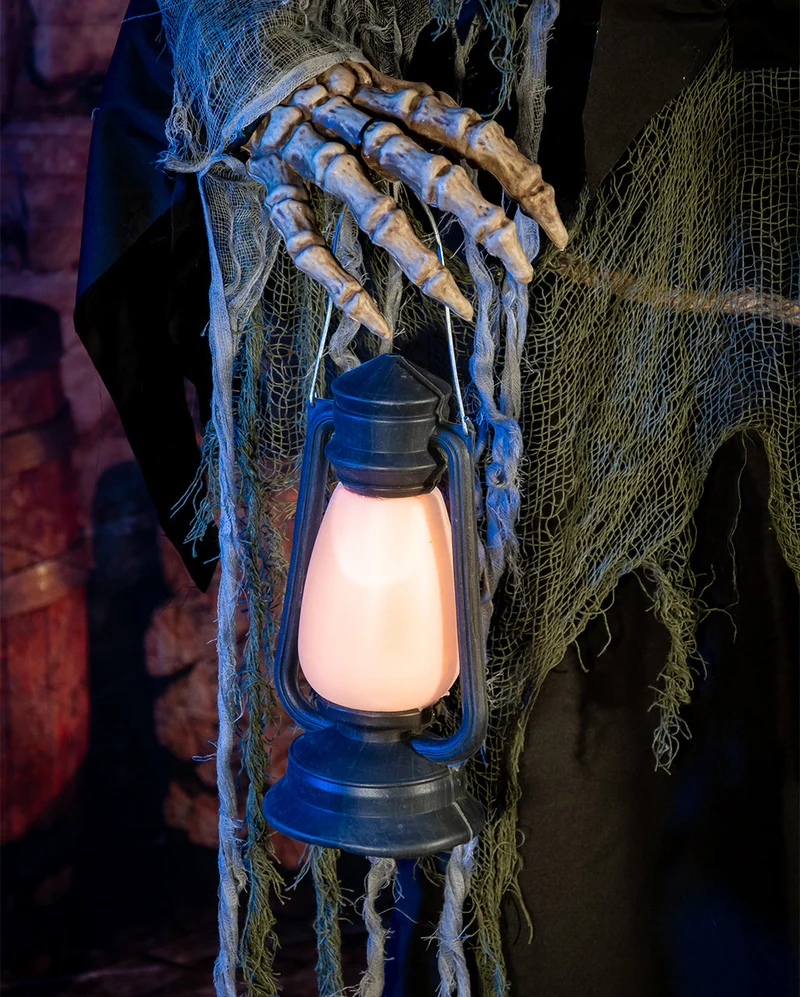 Animierter Mittelalter Reaper mit Laterne & Kette 170cm