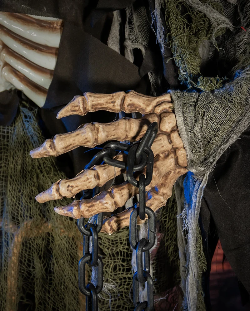 Animierter Mittelalter Reaper mit Laterne & Kette 170cm