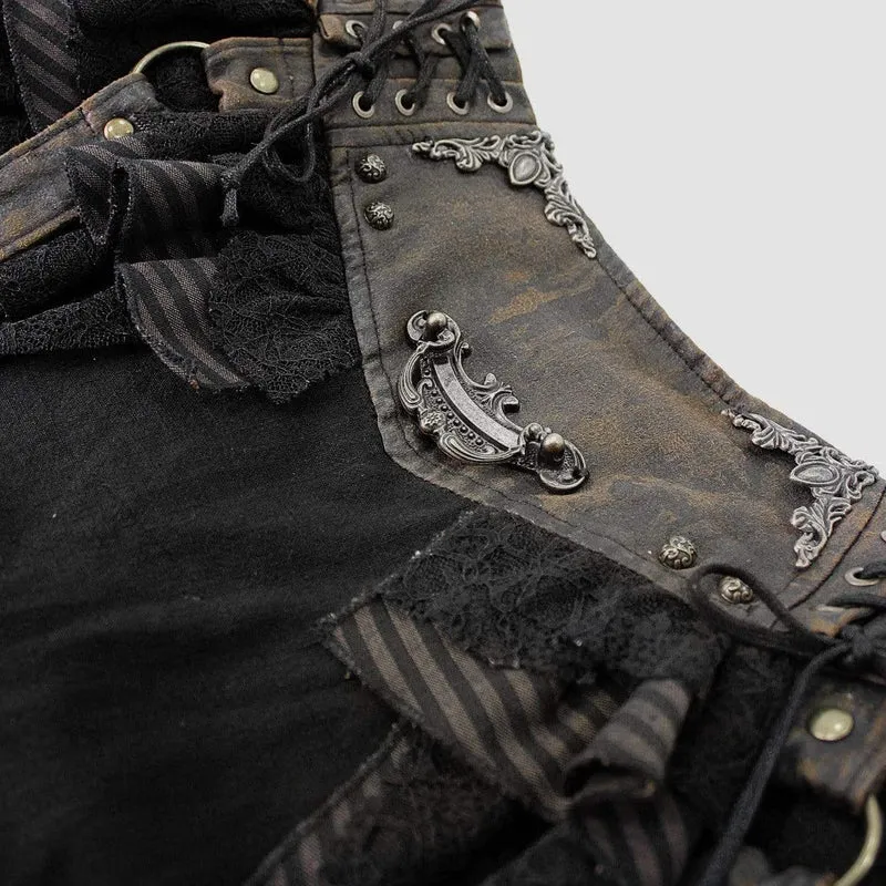 Damen Vintage Schnürschärpen Rüschen Lagenröcke