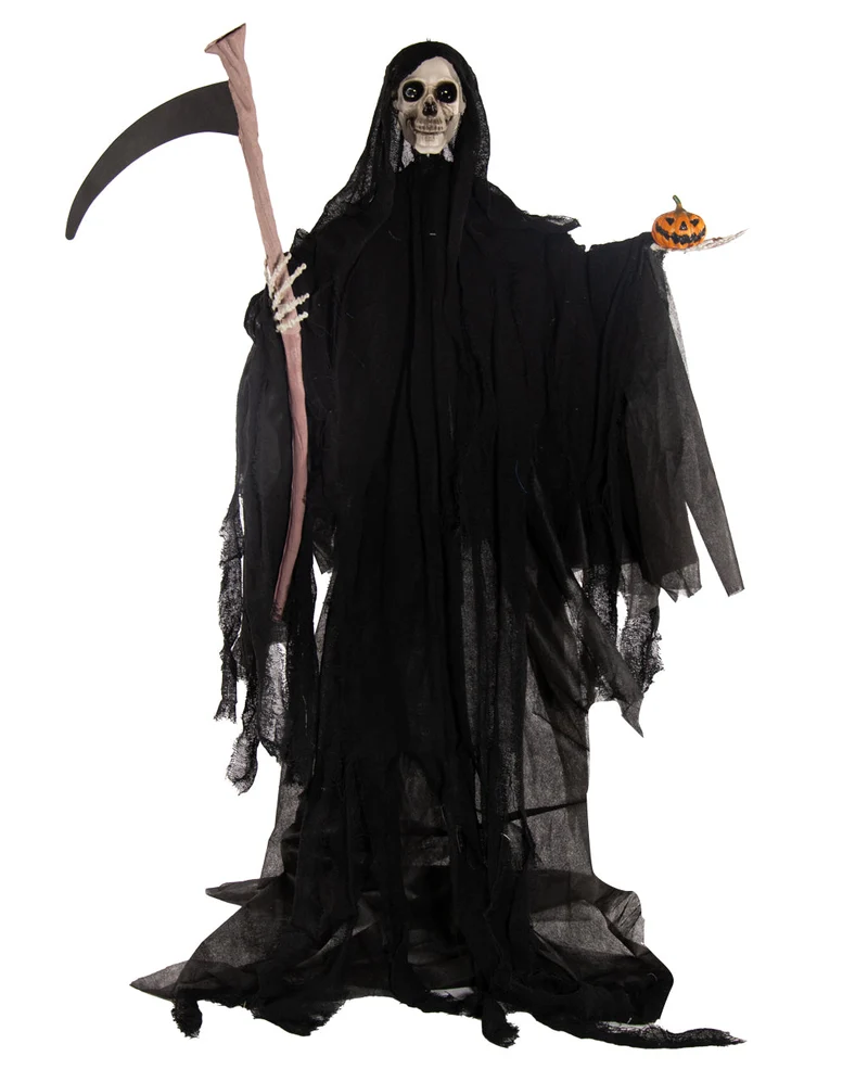Sensenmann Standfigur mit Sense, Licht & Ton 100cm
