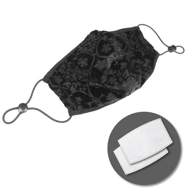 Frauen Gothic Solid Jacward Masken mit Einweg-Filtereinsatz XNUMXer-Set