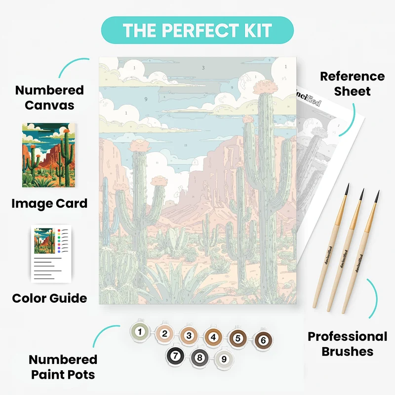 Arizona Desert Cactus Canyon - Paint by Numbers Kit
