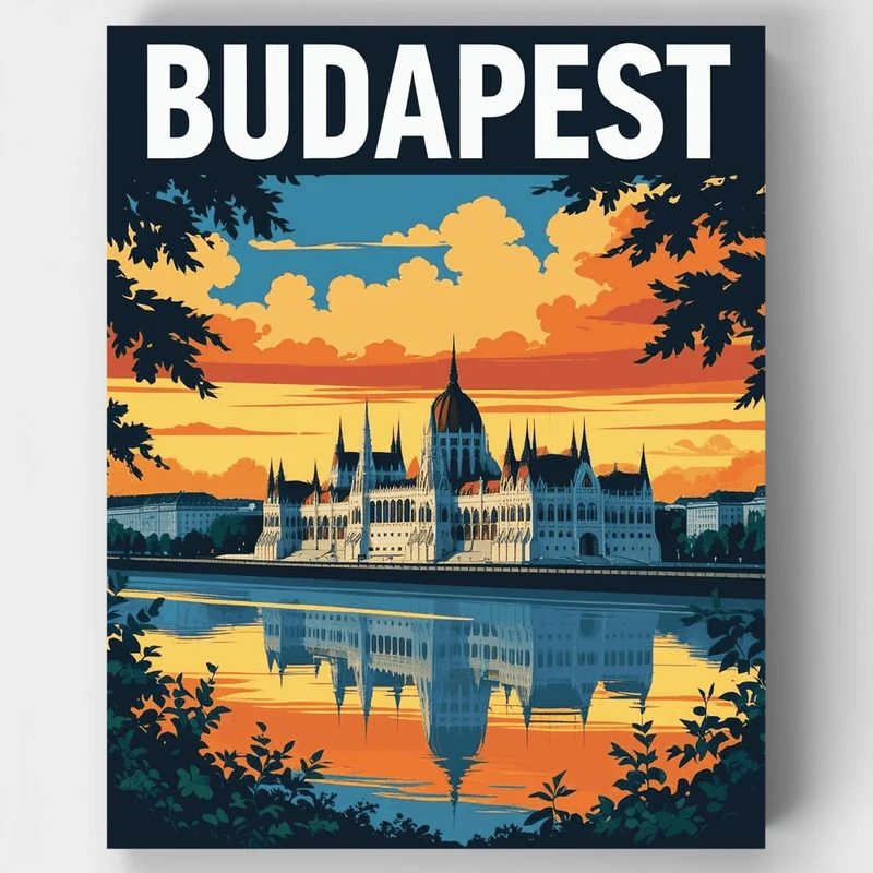 Budapest Parliament at Golden Hour - Paint by Numbers Kit