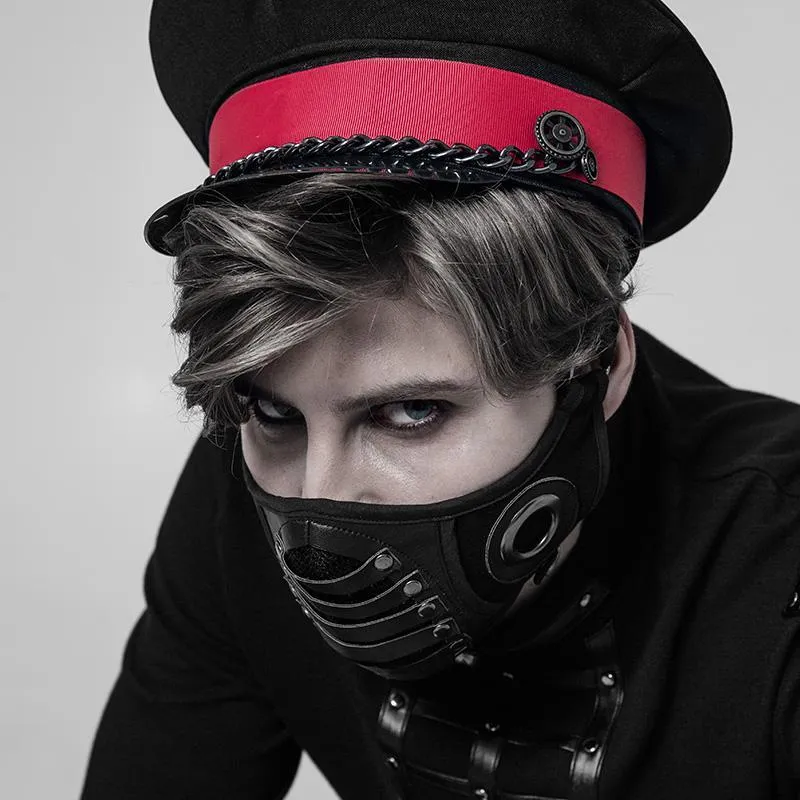 Herren Punk Kunstleder Gesichtsmaske