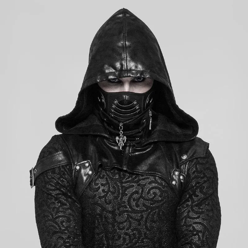 Herren Punk Kunstleder Gesichtsmaske