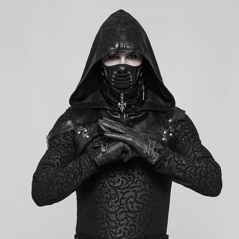 Herren Punk Kunstleder Gesichtsmaske