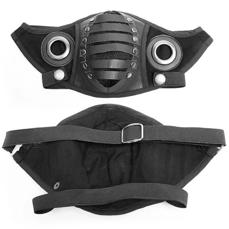 Herren Punk Kunstleder Gesichtsmaske