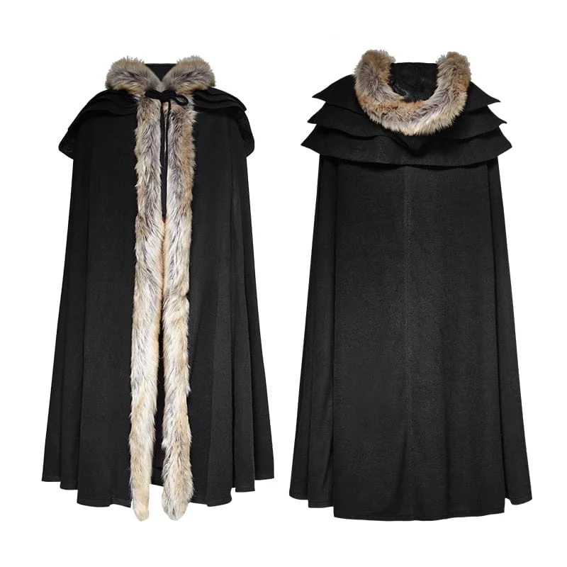Gothic-Maximantel aus Wolle mit Kapuze für Herren