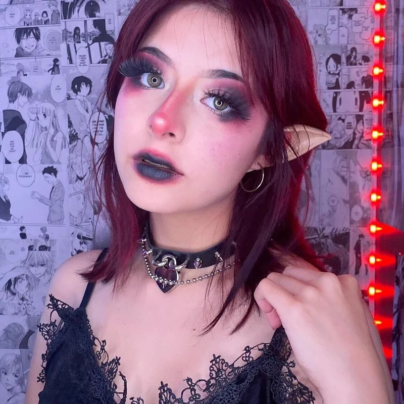 Frauen Punk Rivet Heart Choker Halskette mit Schlüssel
