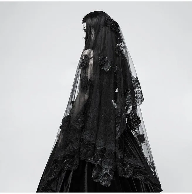 Damen Gothic wunderschöne Lace Floral Veil / Schal