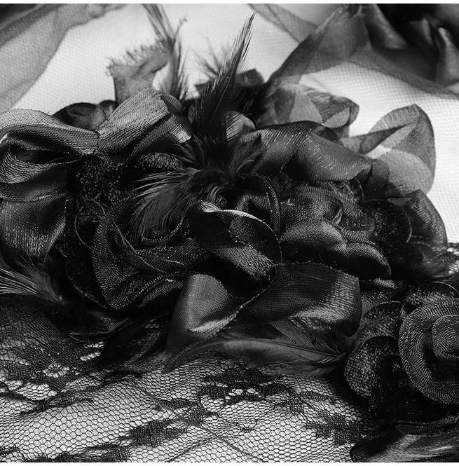 Damen Gothic wunderschöne Lace Floral Veil / Schal