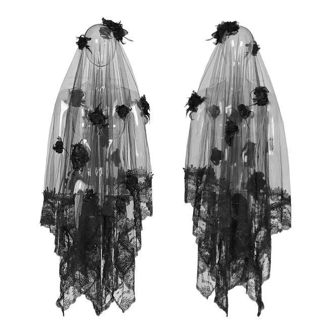 Damen Gothic wunderschöne Lace Floral Veil / Schal