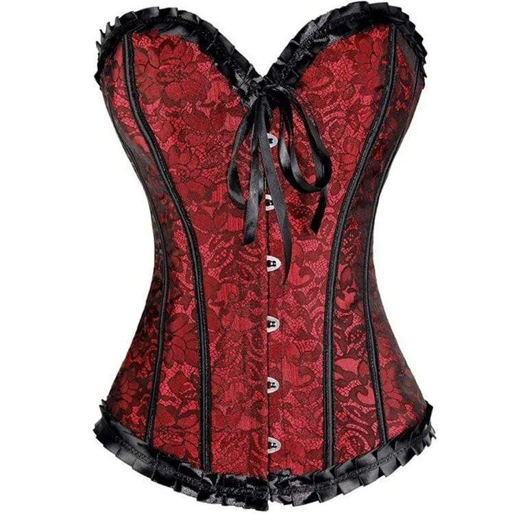 Gothic Schnürkorsett mit Blumenmuster aus Damen