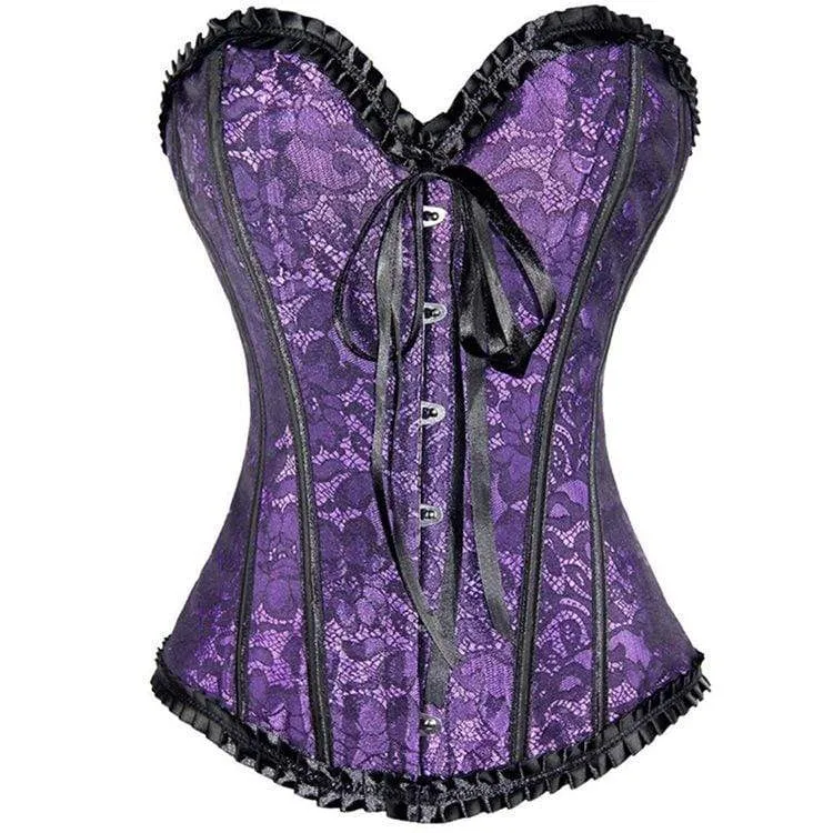 Gothic Schnürkorsett mit Blumenmuster aus Damen