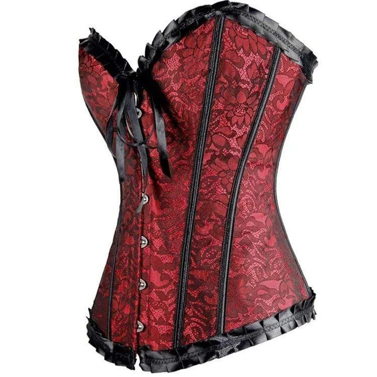 Gothic Schnürkorsett mit Blumenmuster aus Damen