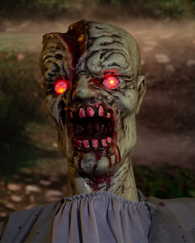 Blutüberströmter Zombie Torso mit Bewegung, Licht & Ton 80cm