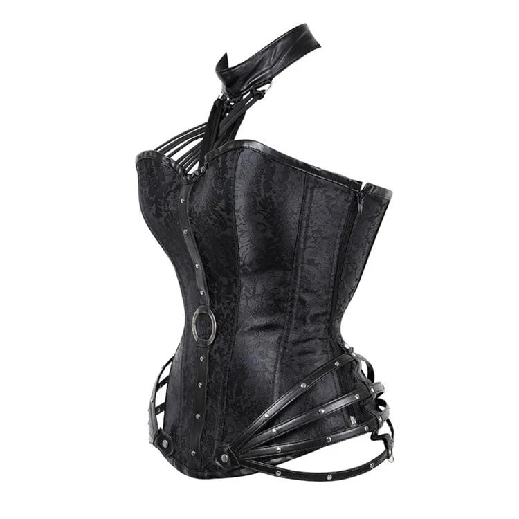 Damen Gothic Side Zipper Neckholder Top Korsetts