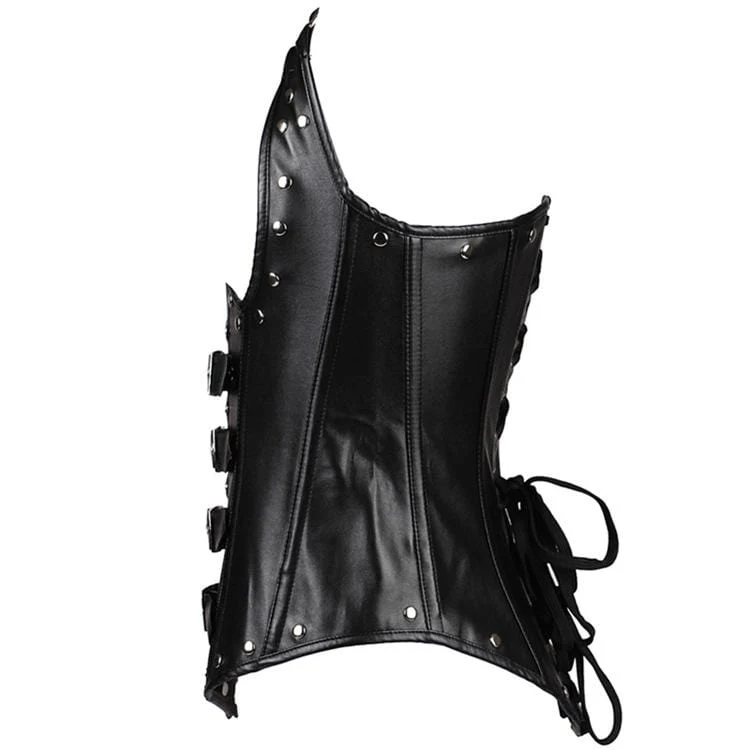 Damen Gothic Nieten Halfter Top Underbust Korsetts mit T-Rücken