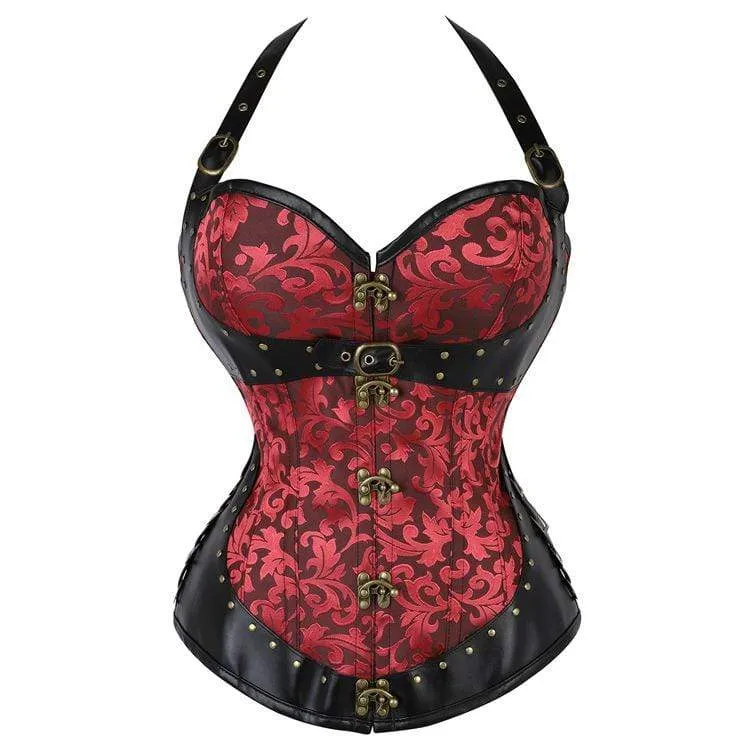 Damen Gothic Floral Halfter Top Korsetts Mit T-Back