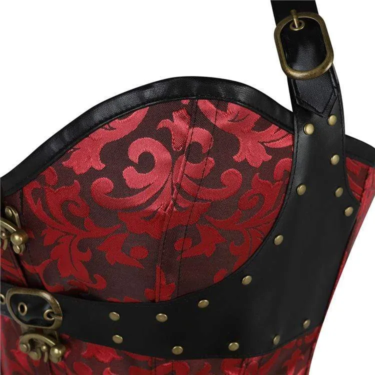 Damen Gothic Floral Halfter Top Korsetts Mit T-Back