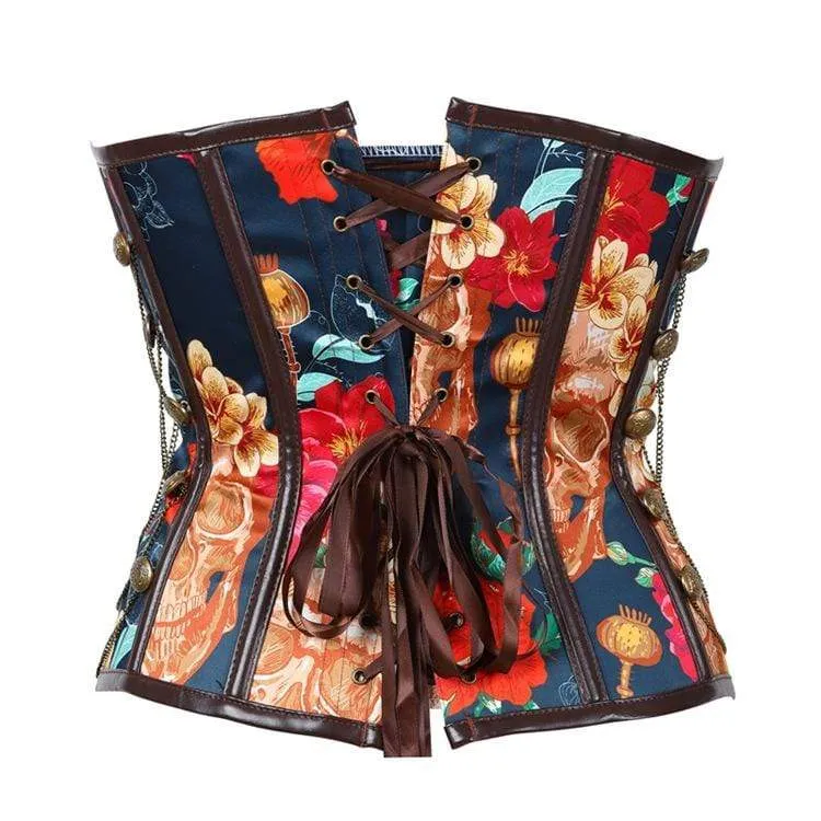 Vintage Vintage Floral Printed Mehrketten-Overbust-Korsetts