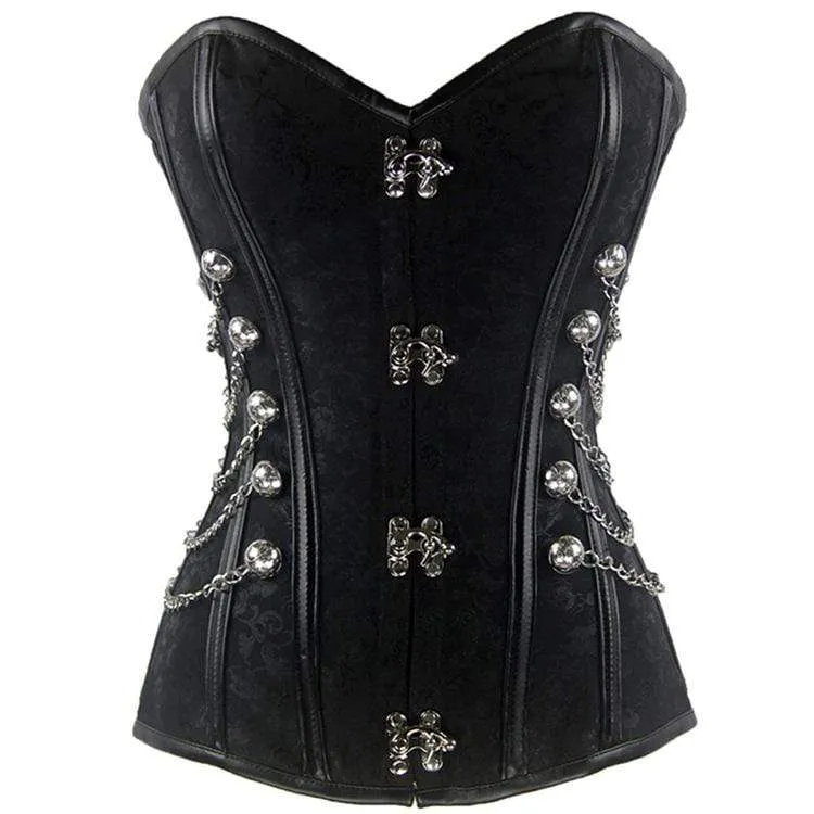Gothic Multi-Chain Floral Overbust Korsetts für Damen