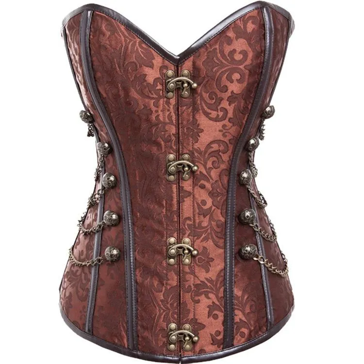 Gothic Multi-Chain Floral Overbust Korsetts für Damen