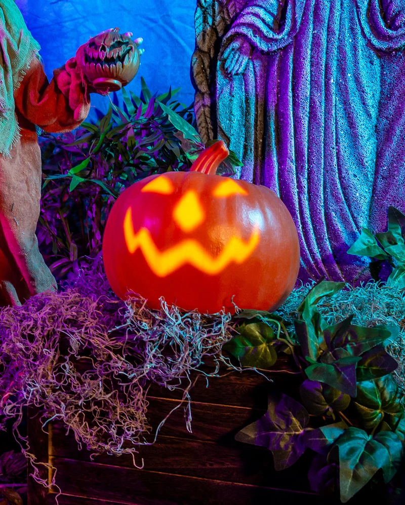 Sprechender Kürbis mit Jack O'Lantern Gesicht 23cm