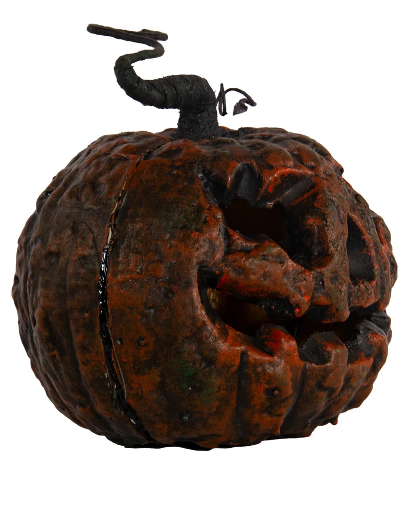 Verfaulter Halloween Kürbis mit Strunk & Beleuchtung 25cm