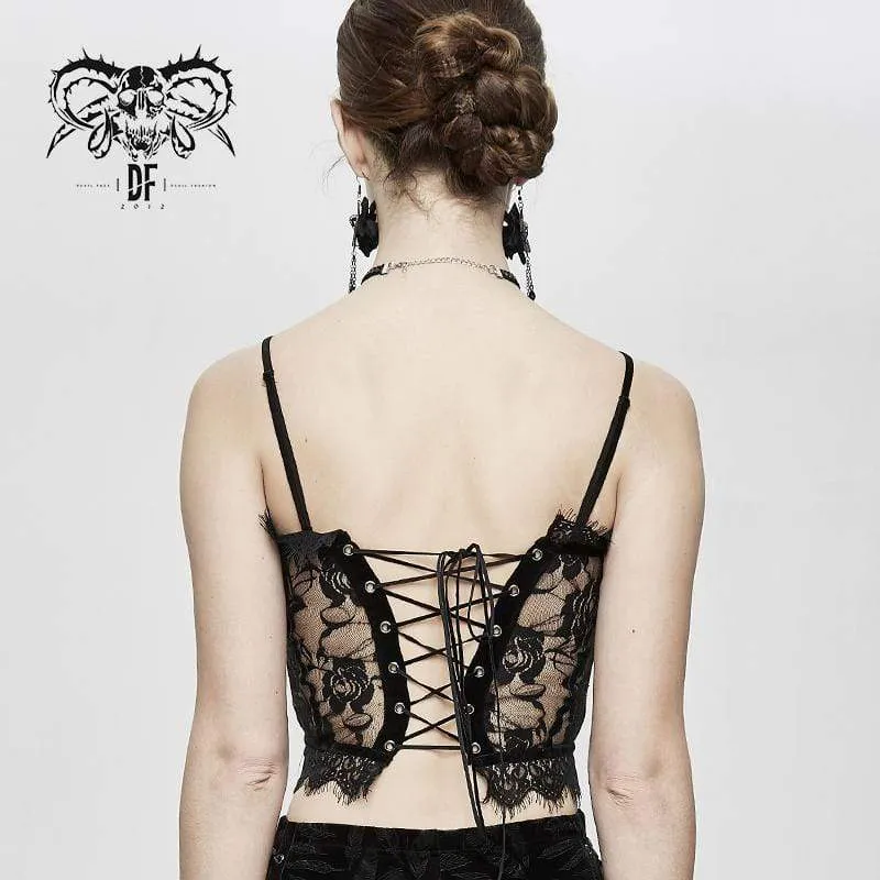 Frauen Gothic Sheer Floral Lace Bustiers