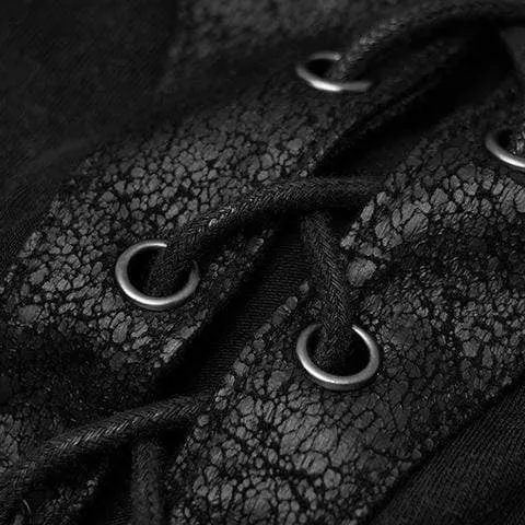 Herren Punk Zipper Lace Up T-Shirt mit Trägern