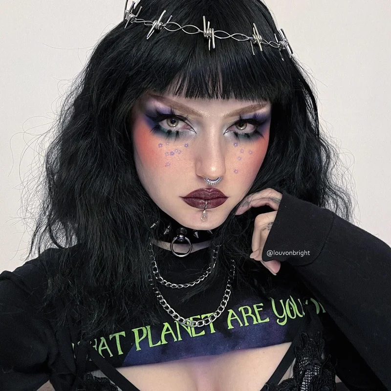 Damen Gothic Nieten & Ketten Breite Halsreifen