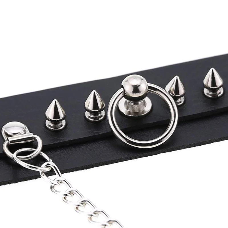 Damen Gothic Nieten & Ketten Breite Halsreifen