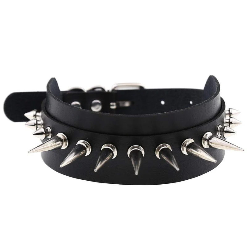 Damen Punk Long Rivets Halsreifen