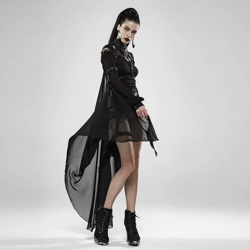 Damen Goth Stand Collar Cutout Fledermausgeschirr