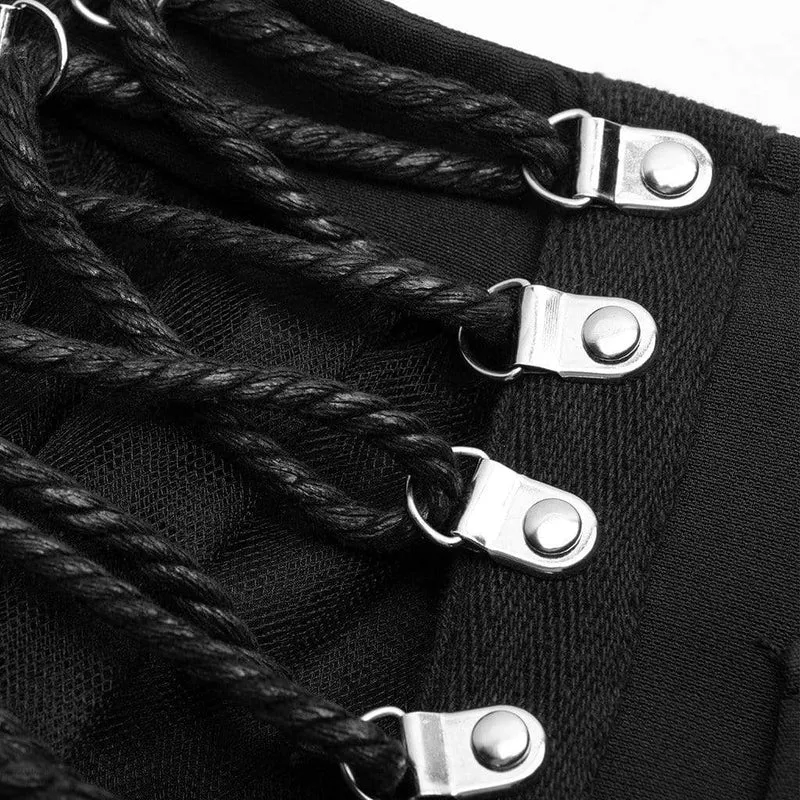 Frauen Goth High-Taille Schnürung mehrschichtige Mesh-Röcke