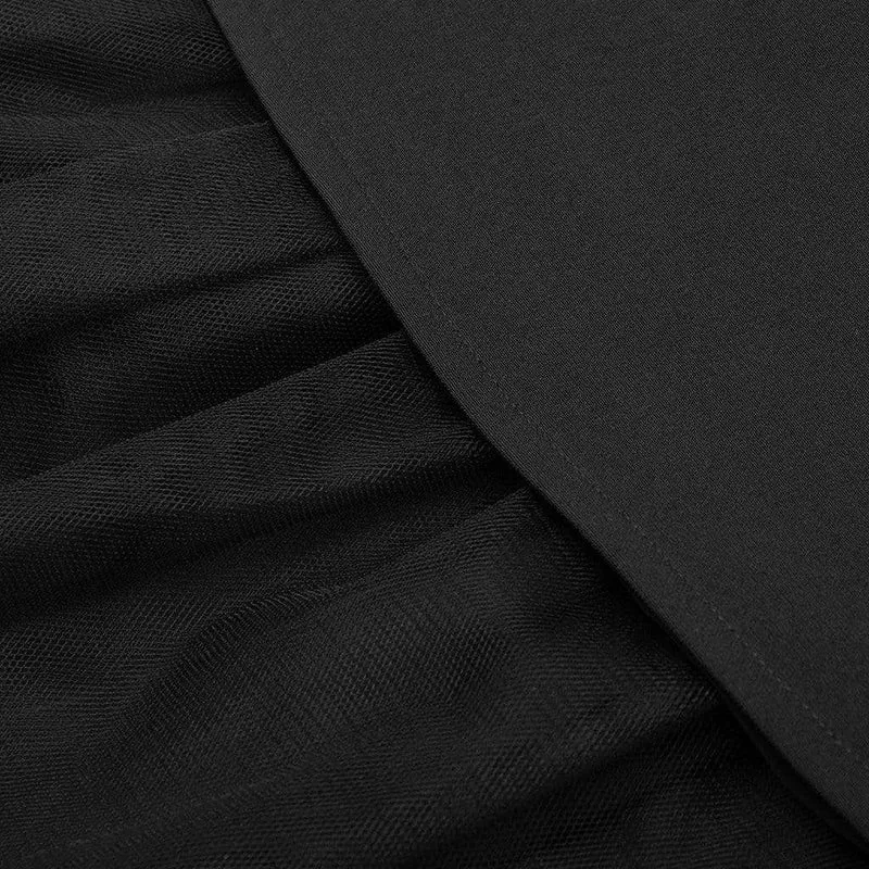 Frauen Goth High-Taille Schnürung mehrschichtige Mesh-Röcke