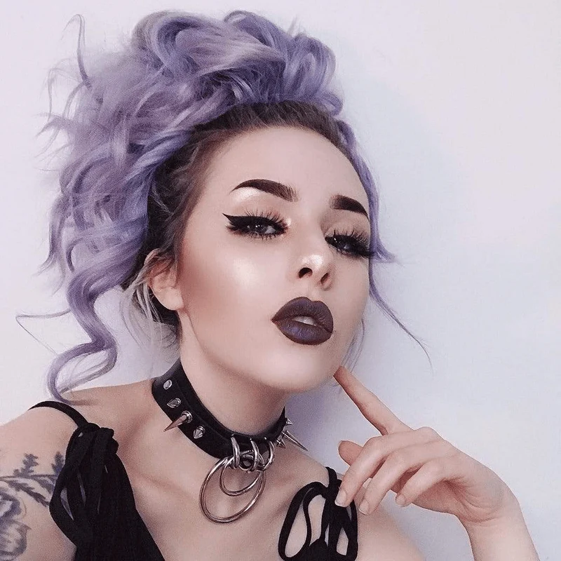 Frauen Goth O-Ring Nieten Kunstleder Choker