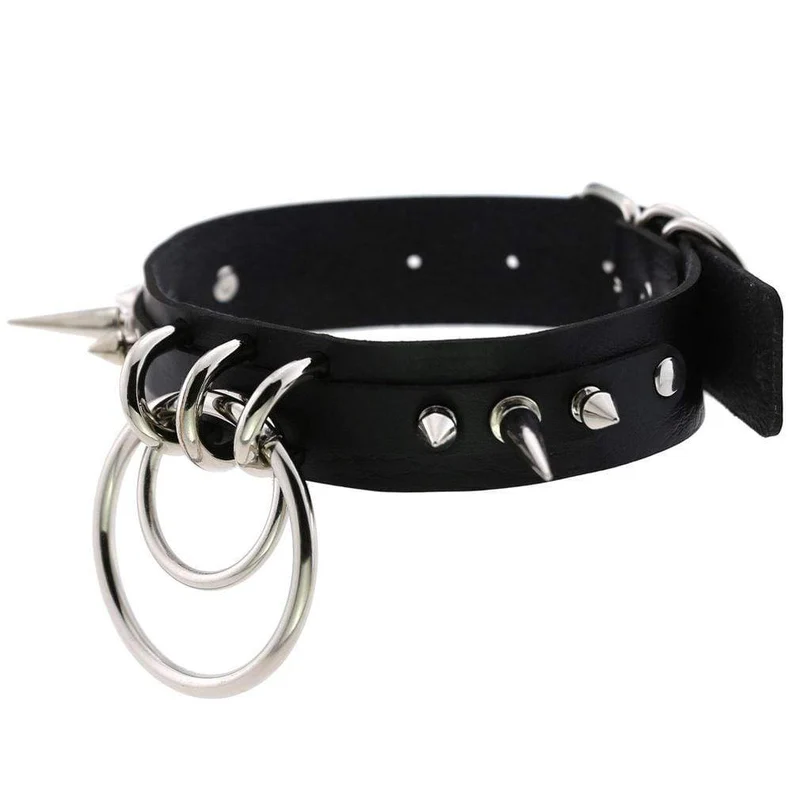Frauen Goth O-Ring Nieten Kunstleder Choker